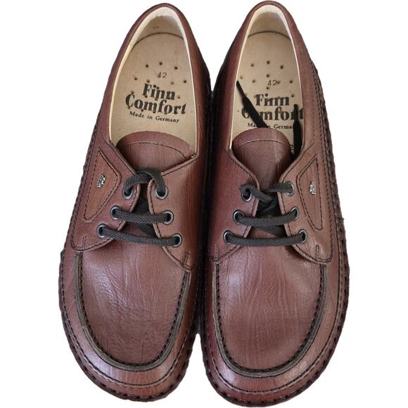 NWOB Mens Finn Comfort Germany Brown Leather London Oxfords Academia Preppy 9 42 - Picture 3 of 11